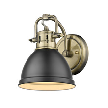  3602-BA1 AB-BLK - Duncan 1 Light Bath Vanity in Aged Brass with a Matte Black Shade